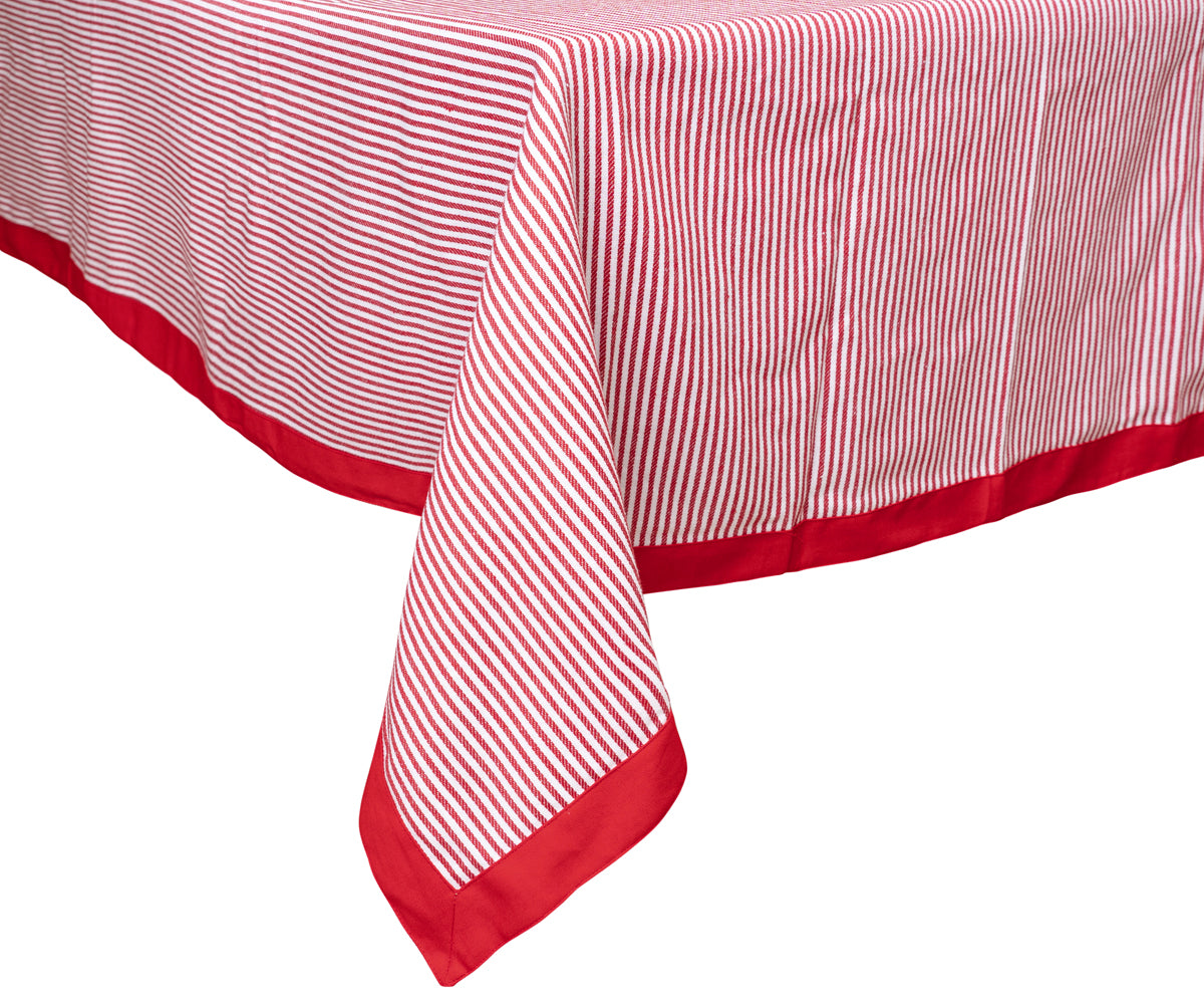 Red table cloth featuring modern design elements, adding flair to your dining room. Red table cloth featuring modern design elements, adding flair to your dining room.