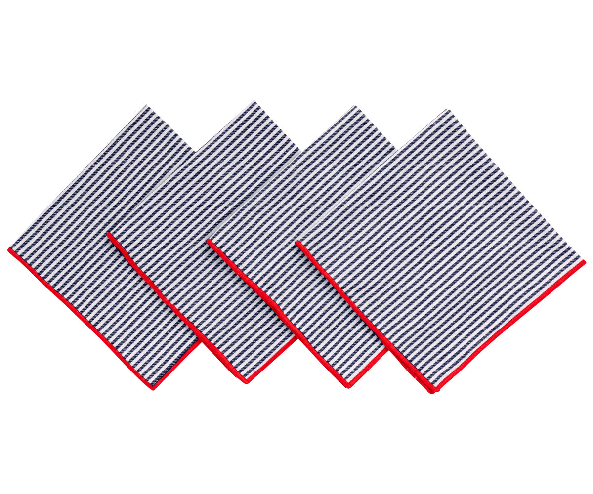 Napkins with Mitered Corners: Elevate your table setting with navy napkins featuring meticulously crafted mitered corners, showcasing attention to detail for a polished look. Napkins with Mitered Corners: Elevate your table setting with navy napkins featuring meticulously crafted mitered corners, showcasing attention to detail for a polished look.