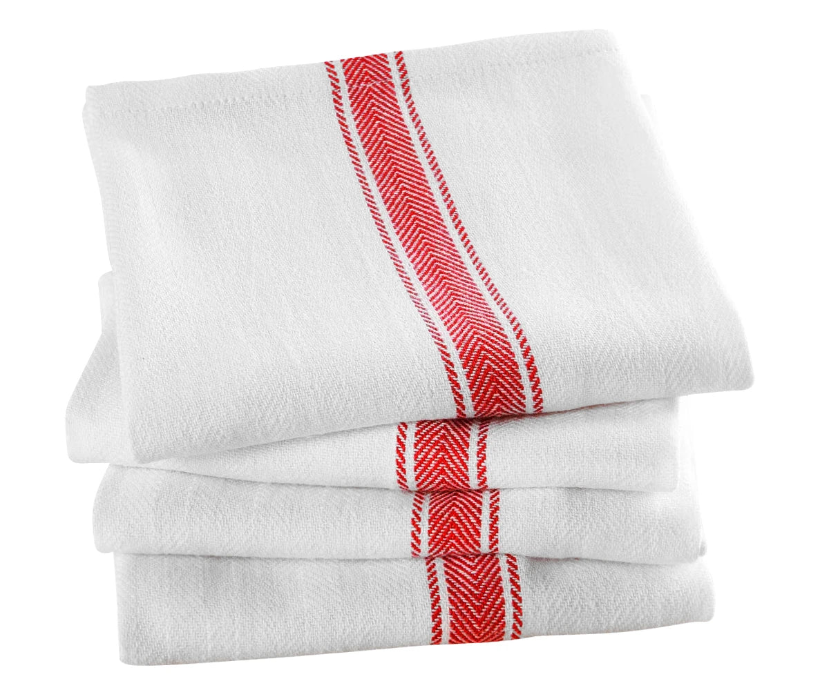 Herringbone Kitchen Towels - Red Herringbone Kitchen Towels - Red