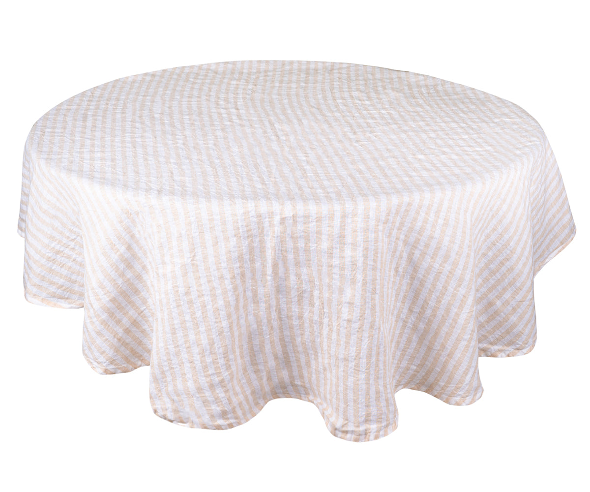 A faux linen tablecloth with a textured appearance. A faux linen tablecloth with a textured appearance.
