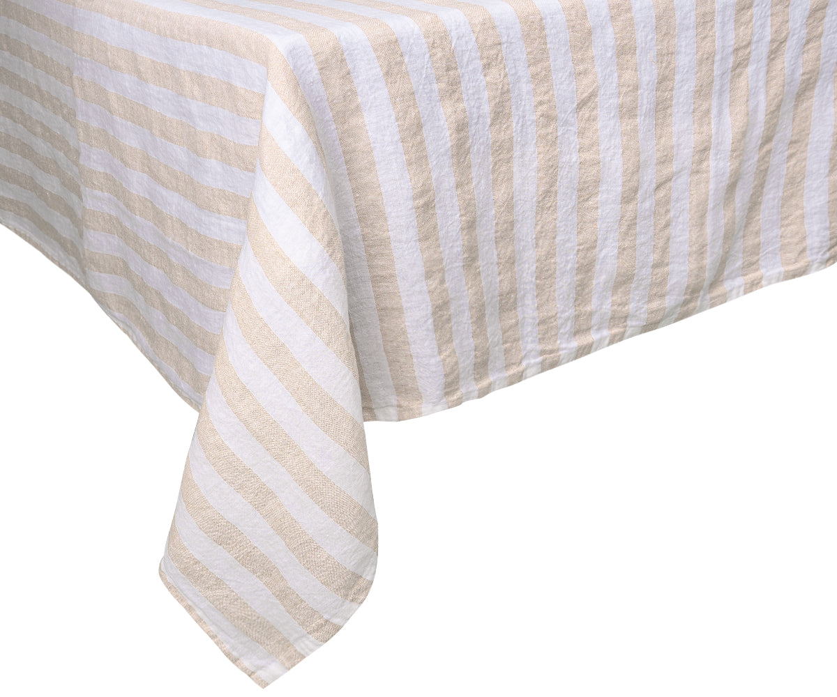 Faux linen tablecloth in beige, perfect for any occasion Faux linen tablecloth in beige, perfect for any occasion