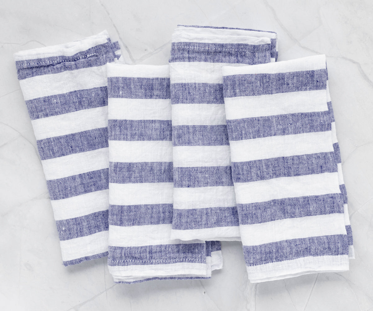 Italian stripe linen table napkins, adding a touch of European elegance to your events.