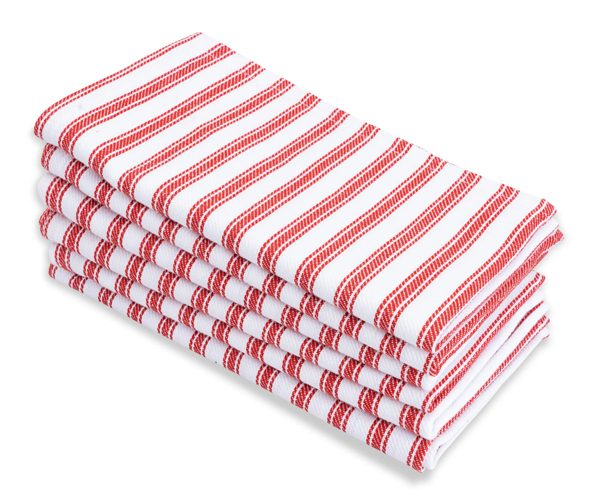 Eco-friendly reusable red cloth napkins styled with matching tablecloth Eco-friendly reusable red cloth napkins styled with matching tablecloth