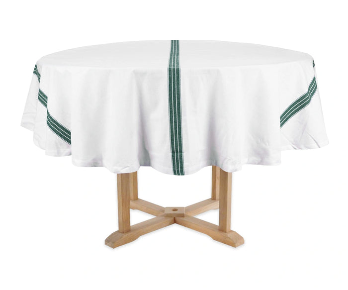 Striped white and green cotton tablecloth for round table round table cover striped round table cover