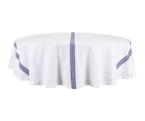 White round tablecloths are often used for formal occasions such as weddings, fancy dinners, or other special events.