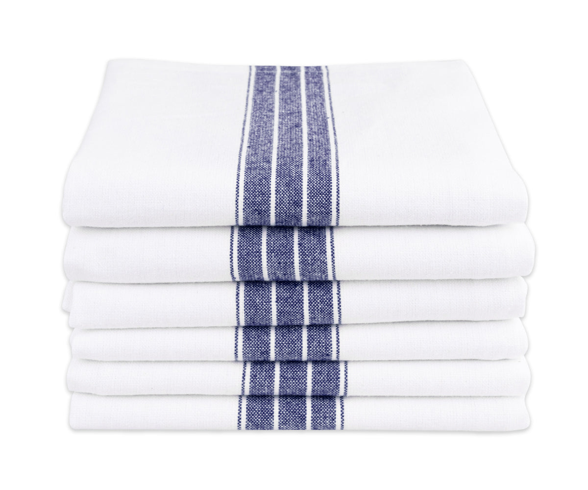 Cotton Kitchen Hand Towels Striped | All Cotton and Linen Navy-White