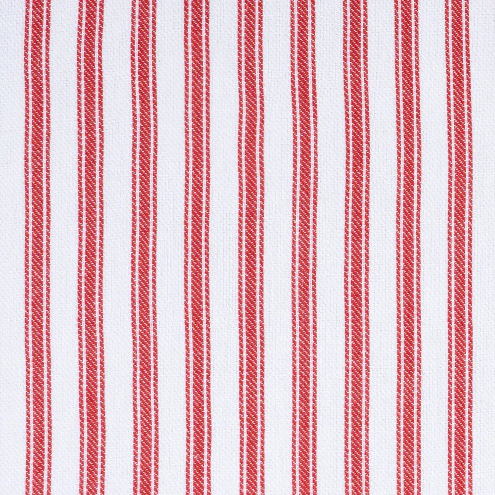 Machine washable red and white dinner napkins stacked on a plate Machine washable red and white dinner napkins stacked on a plate