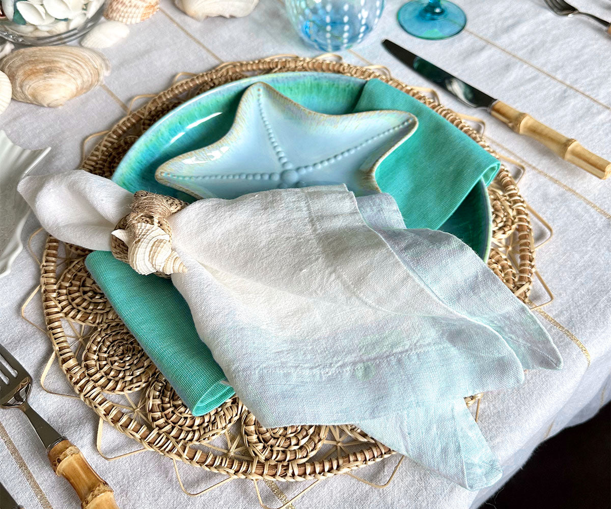 Soft, absorbent 100% linen napkin, elevates your table setting. Soft, absorbent 100% linen napkin, elevates your table setting.