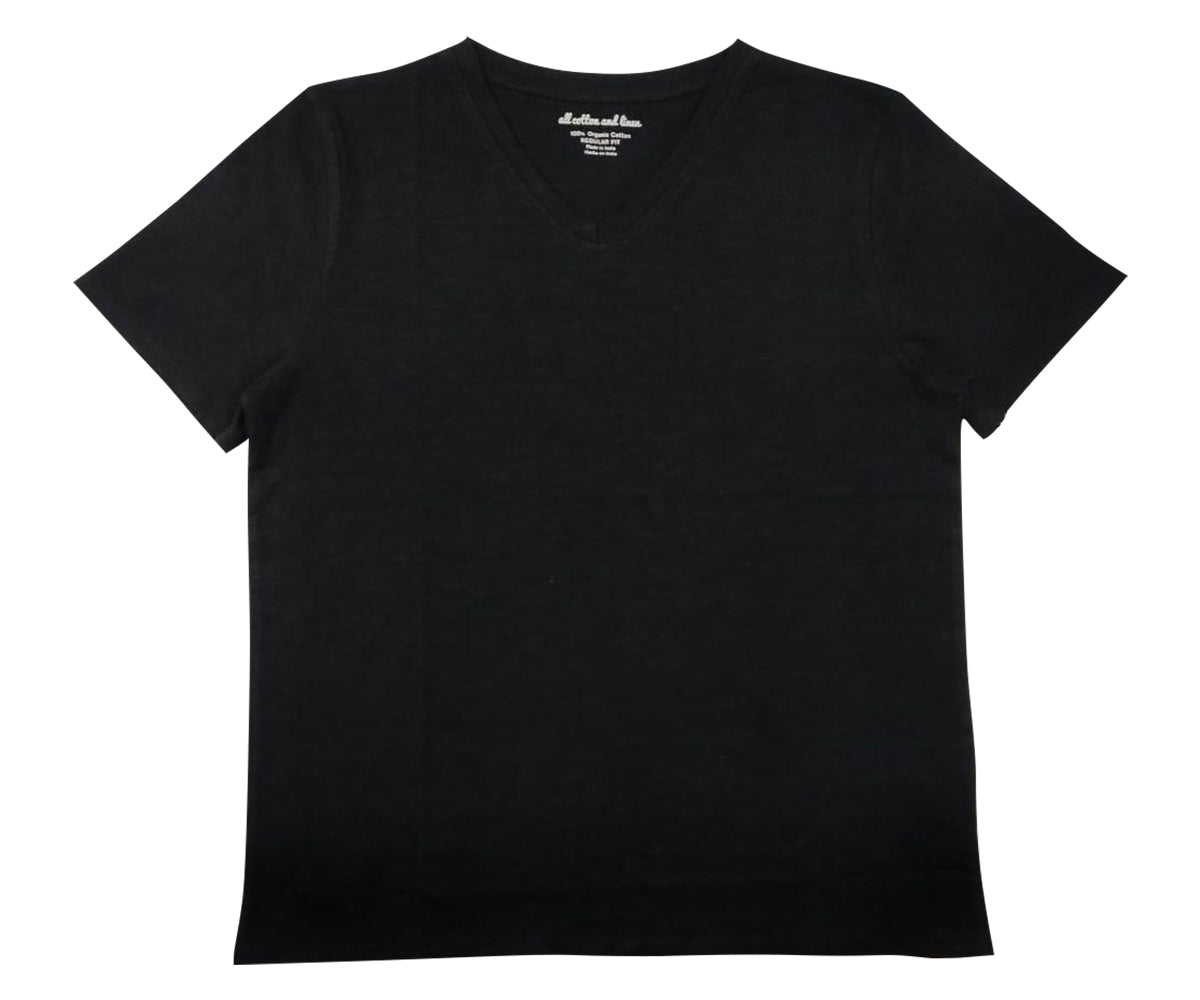 Black V neck t-shirt on a white background Black V neck t-shirt on a white background