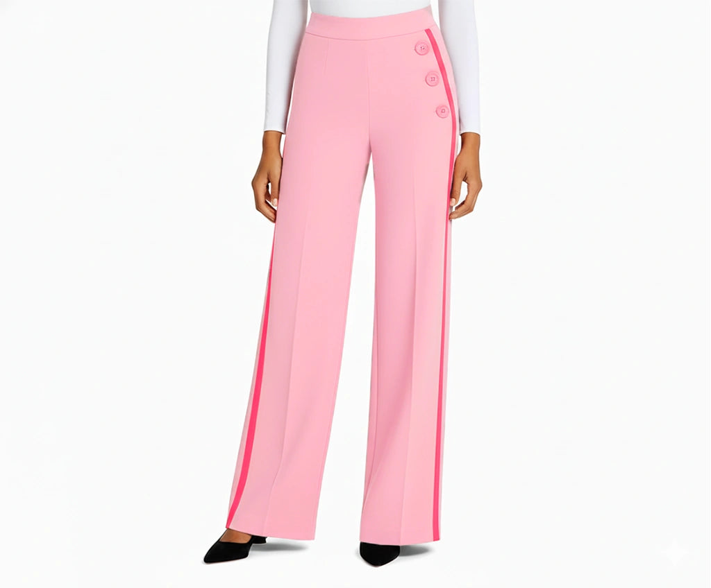 women’s pink baggy pants with side contrast piping, soft cotton relaxed fit lounge pants women’s pink baggy pants with side contrast piping, soft cotton relaxed fit lounge pants