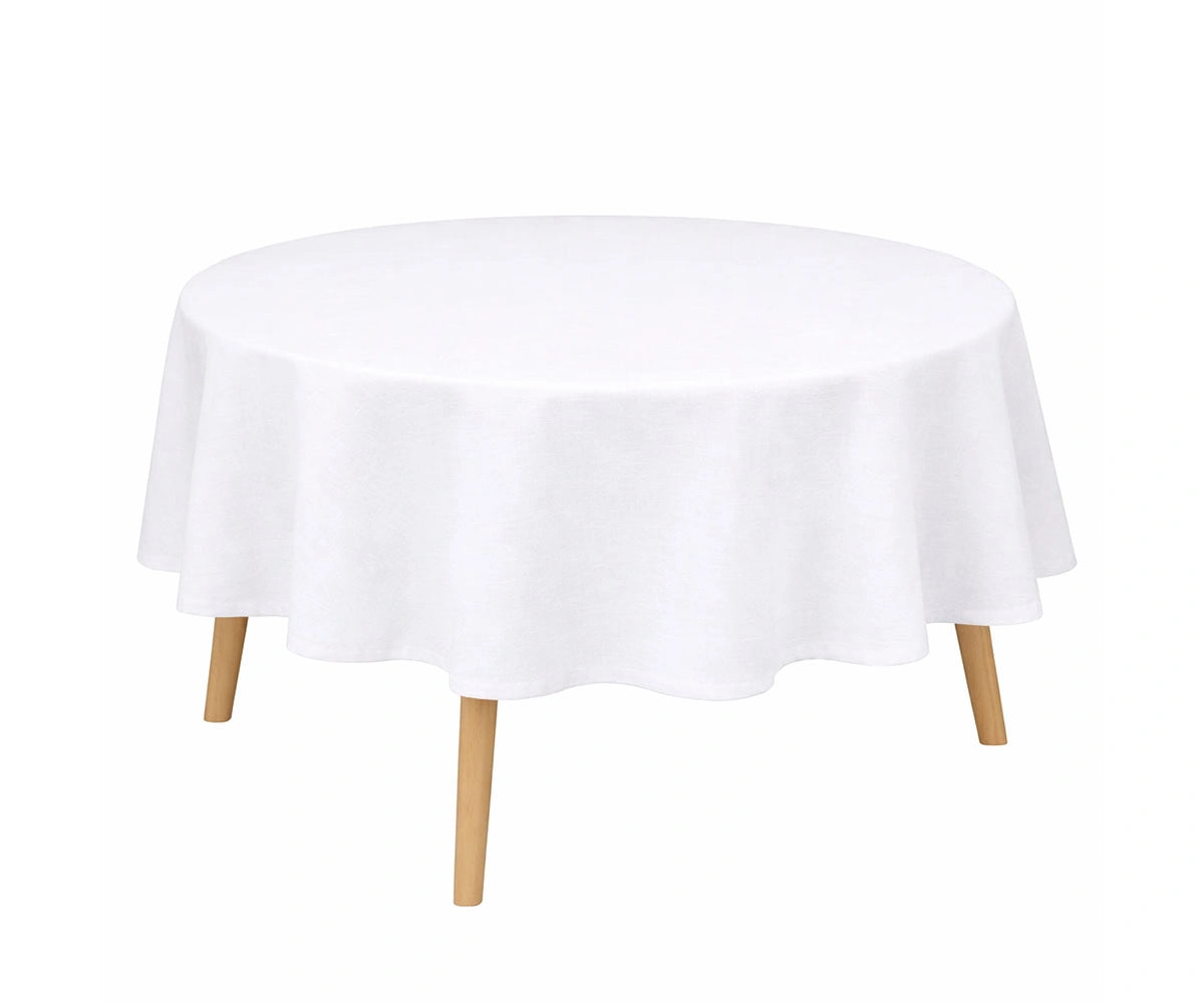 White cotton linen round tablecloth plain breathable fabric, cotton-linen blend tablecloth White cotton linen round tablecloth plain breathable fabric, cotton-linen blend tablecloth