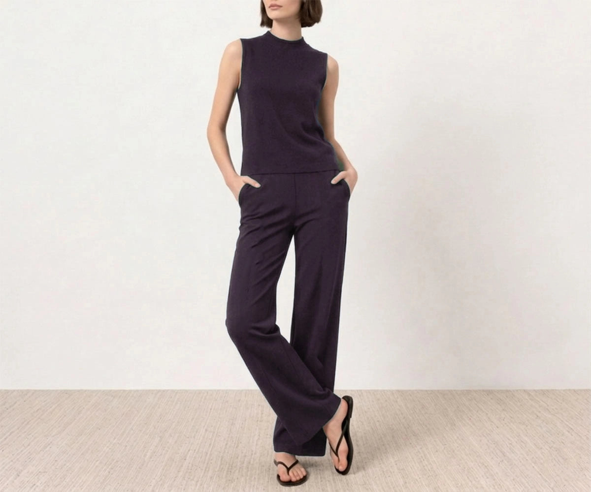 purple sleeveless jumpsuit for women with wide-leg pants and color swatches purple sleeveless jumpsuit for women with wide-leg pants and color swatches