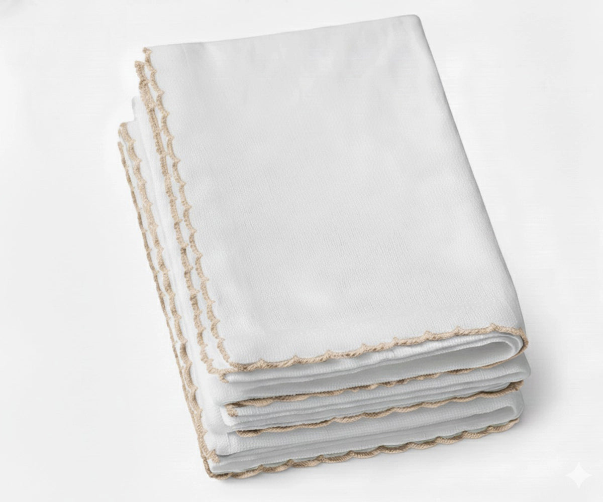 Embroidered cotton table napkin for elegant dining décor Embroidered cotton table napkin for elegant dining décor