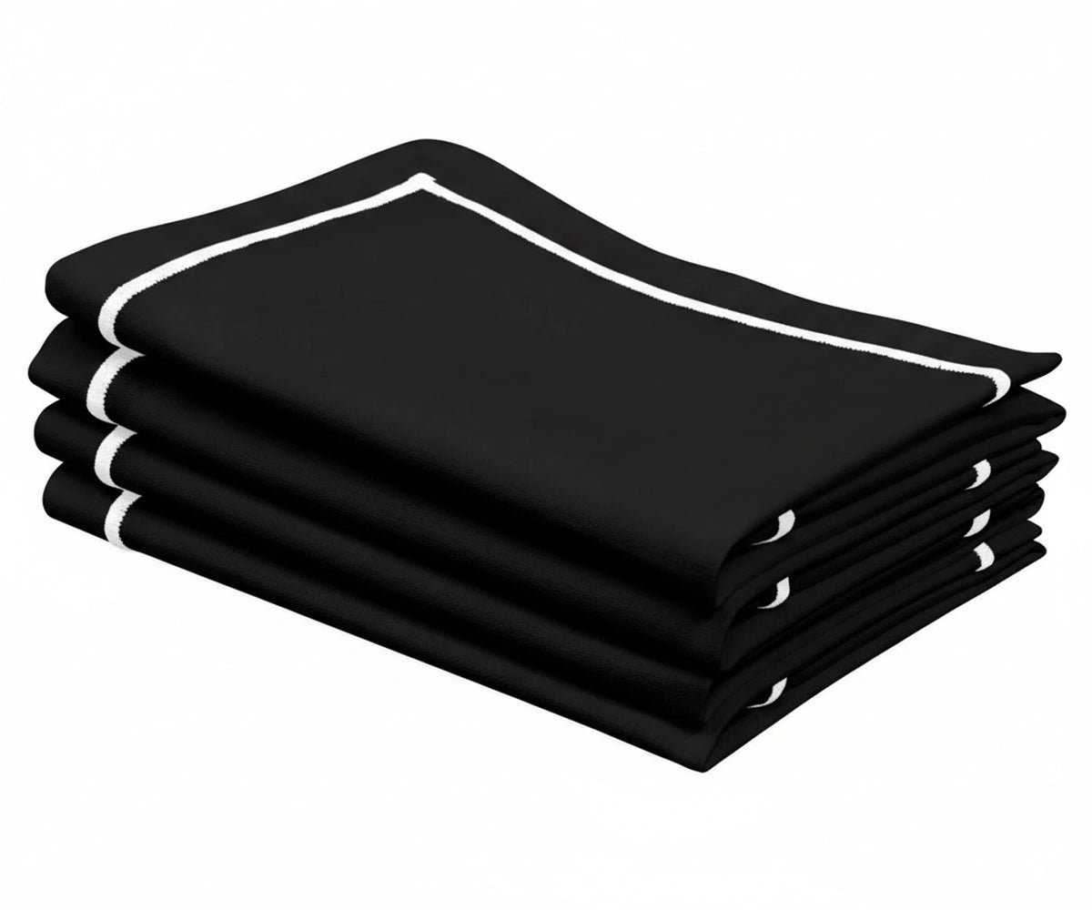 embroidered dinner napkins with white line border, modern reusable cotton napkins for dining and entertaining embroidered dinner napkins with white line border, modern reusable cotton napkins for dining and entertaining