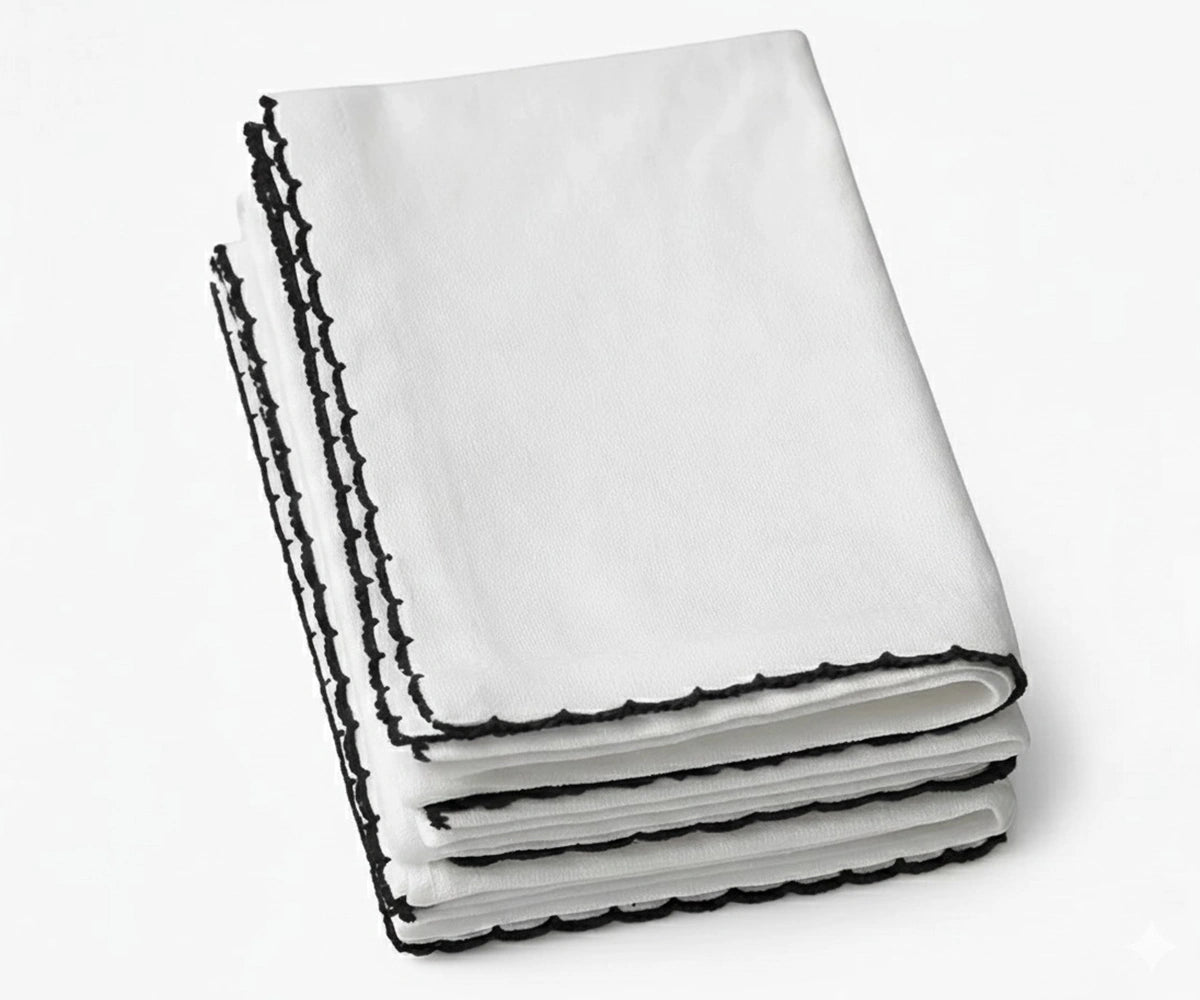 Durable cotton napkin with decorative thread embroidery for table Durable cotton napkin with decorative thread embroidery for table