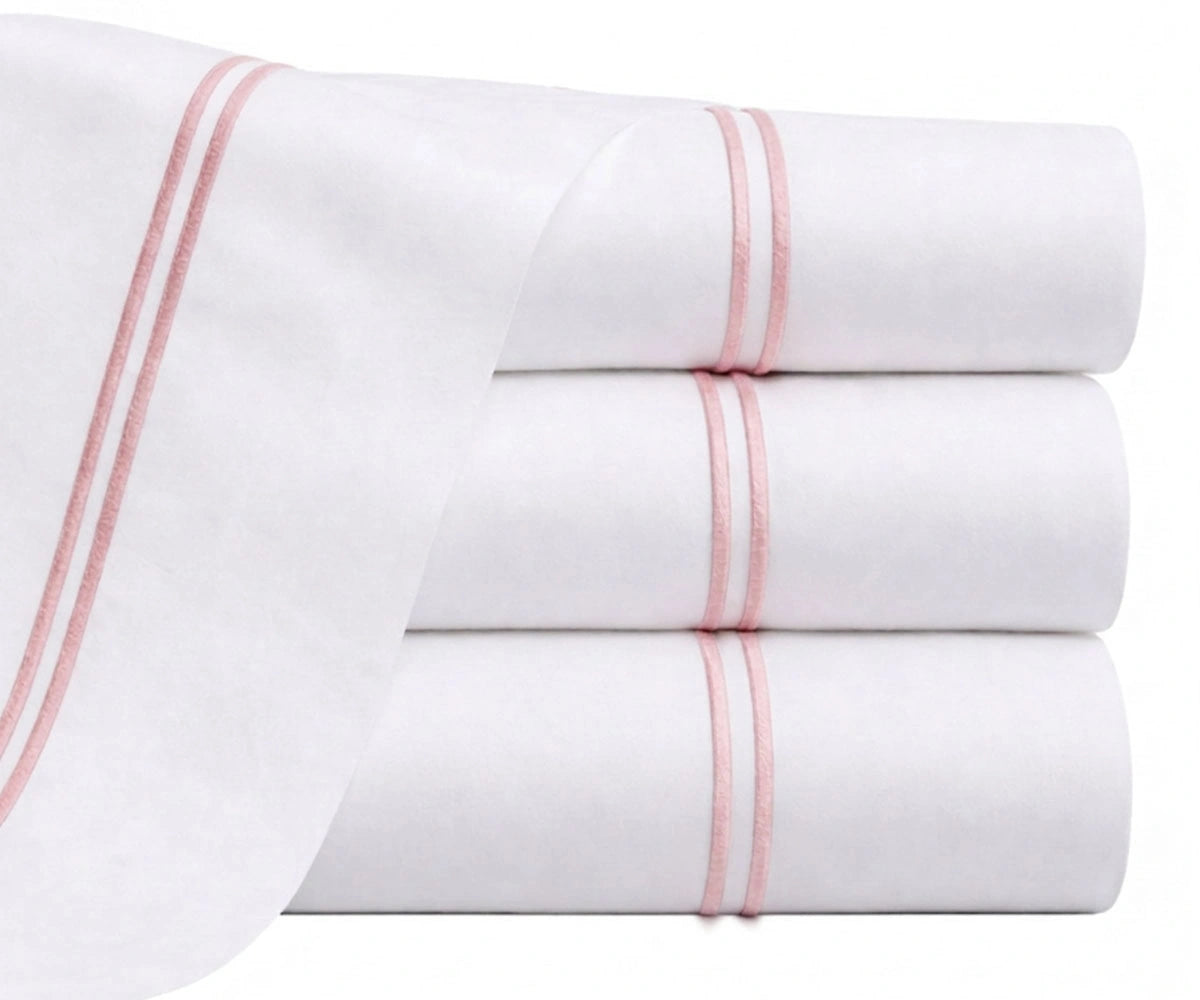 blush pink embroidered flat sheet cotton percale soft pink bedding double line stitch hotel style flat sheet blush pink embroidered flat sheet cotton percale soft pink bedding double line stitch hotel style flat sheet