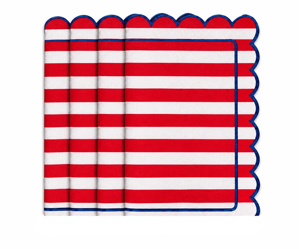 Cabana Stripe Napkins with Scalloped Trim Cabana Stripe Napkins with Scalloped Trim