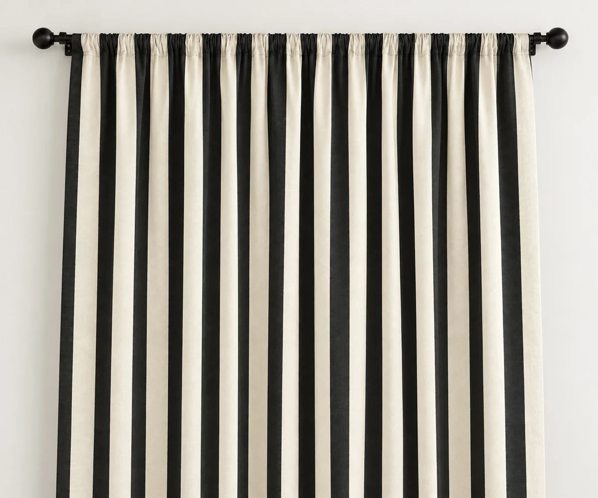 Black and white cabana striped cotton curtains, washable cabana stripe window panels for modern farmhouse and rustic decor Black and white cabana striped cotton curtains, washable cabana stripe window panels for modern farmhouse and rustic decor