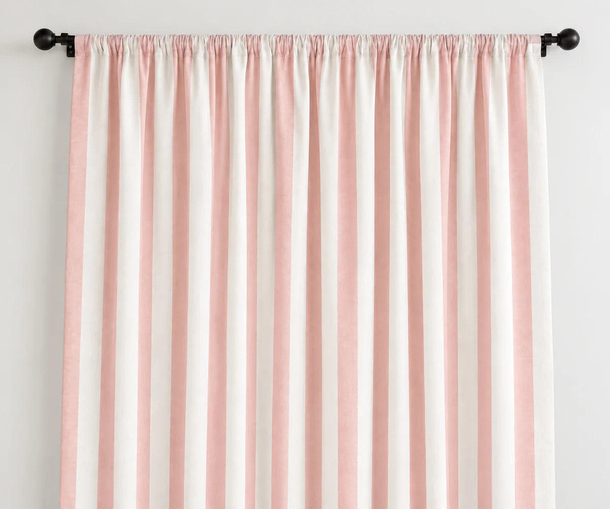Blush pink vertical stripe curtains in 100% cotton, soft farmhouse window panels for bedroom nursery and living room Blush pink vertical stripe curtains in 100% cotton, soft farmhouse window panels for bedroom nursery and living room