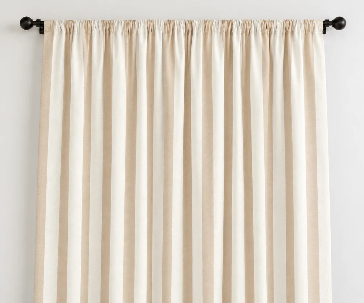 Natural cabana stripe curtains in washable 100% cotton, vertical striped window panels for bedroom, living room and dining room Natural cabana stripe curtains in washable 100% cotton, vertical striped window panels for bedroom, living room and dining room