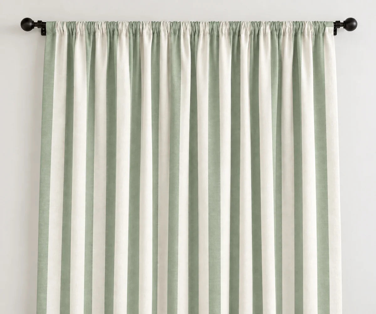 Sage green vertical stripe curtains in washable cotton, breathable farmhouse window curtains for bedroom and living room Sage green vertical stripe curtains in washable cotton, breathable farmhouse window curtains for bedroom and living room