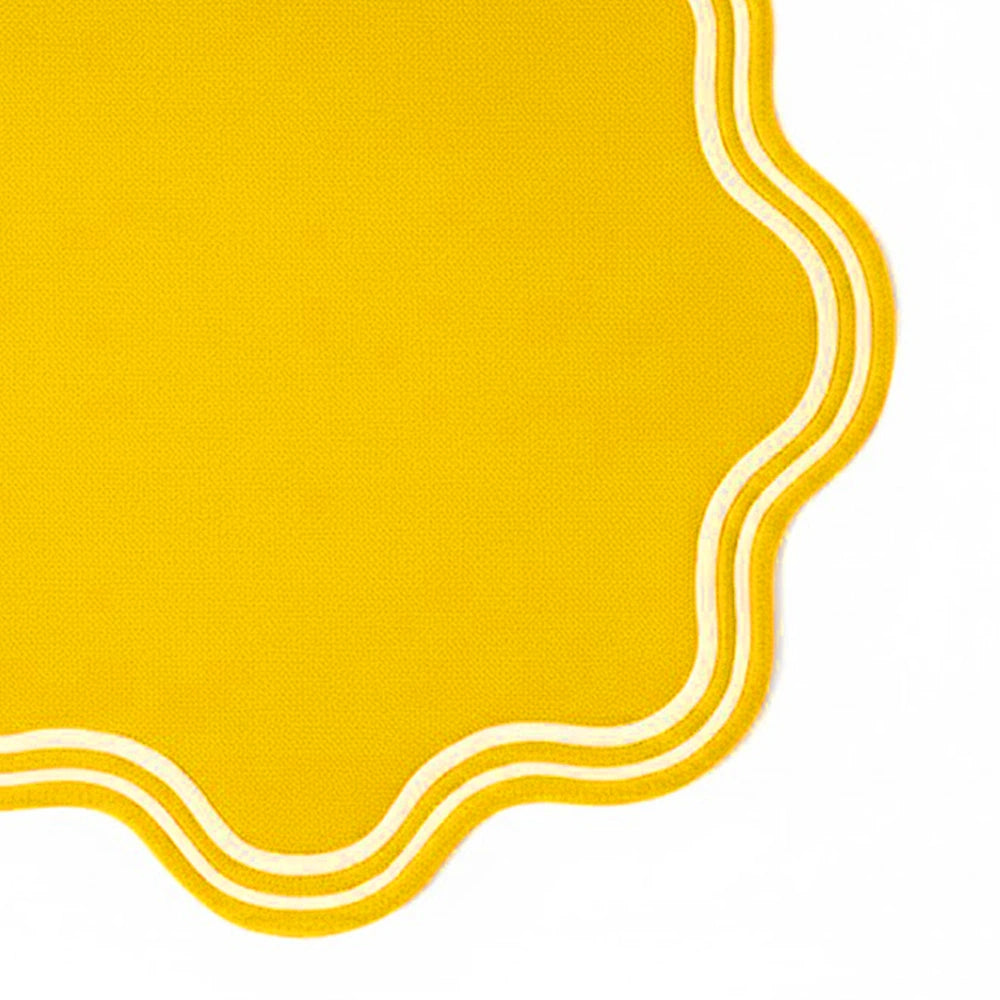 mustard round scalloped placemat – decorative table mat for modern and festive dining settings mustard round scalloped placemat – decorative table mat for modern and festive dining settings