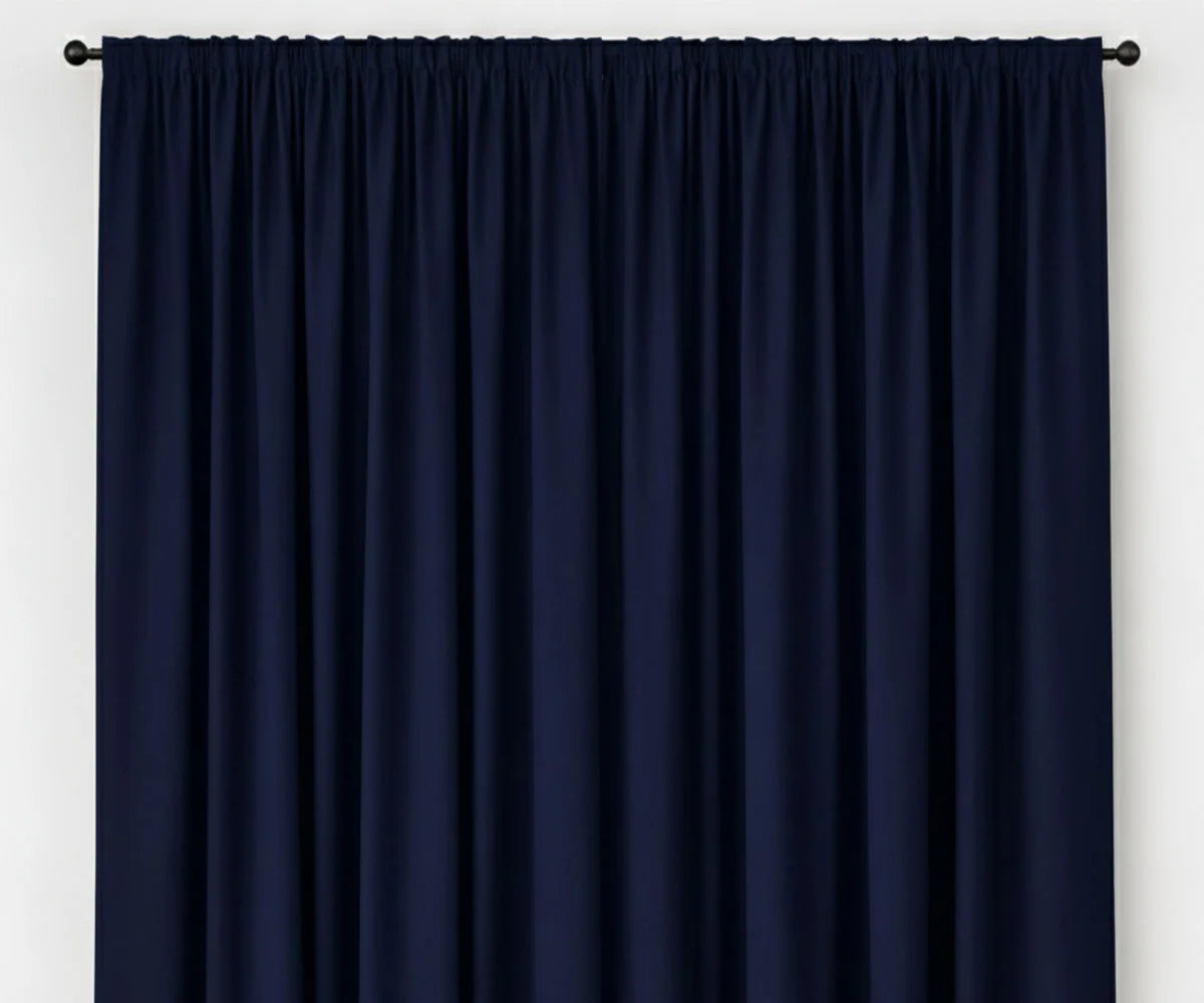 Navy blue solid cotton curtains, classic window panels Navy blue solid cotton curtains, classic window panels