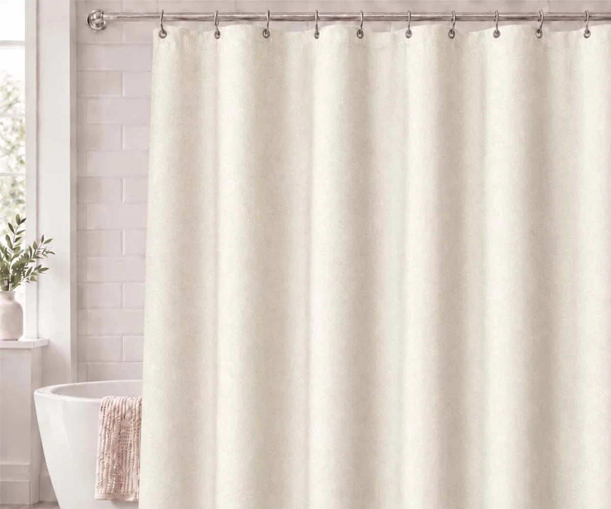 Ivory cotton shower curtain for a soft neutral bathroom look, 100% cotton fabric curtain for farmhouse and modern décor Ivory cotton shower curtain for a soft neutral bathroom look, 100% cotton fabric curtain for farmhouse and modern décor