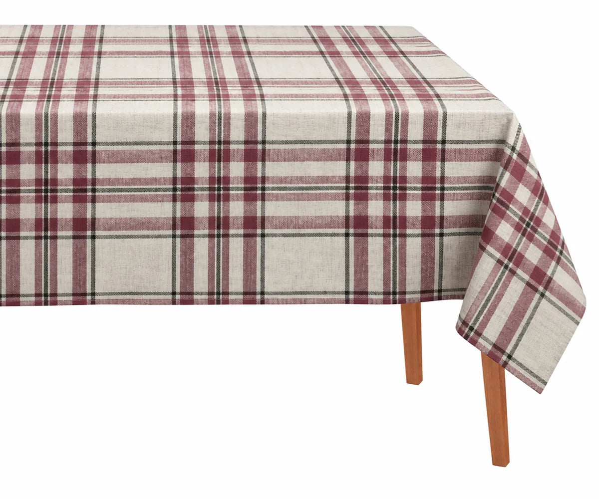 Christmas burgundy plaid tablecloth with ivory and charcoal checks, cotton dining table cover for holiday gatherings, family dinners and seasonal entertaining Christmas burgundy plaid tablecloth with ivory and charcoal checks, cotton dining table cover for holiday gatherings, family dinners and seasonal entertaining
