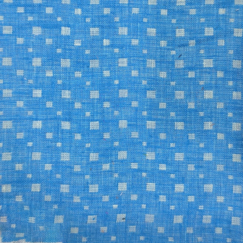 Blue cotton fabric with small white printed pattern Blue cotton fabric with small white printed pattern