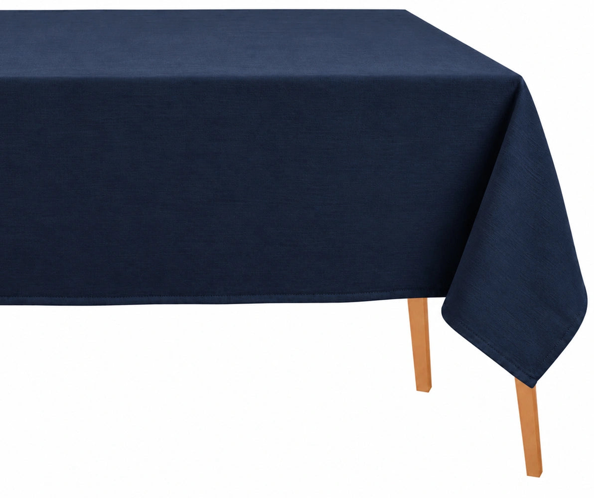 Navy cotton linen blend rectangular tablecloth Classic linen tablecloth for dining table Navy cotton linen blend rectangular tablecloth Classic linen tablecloth for dining table