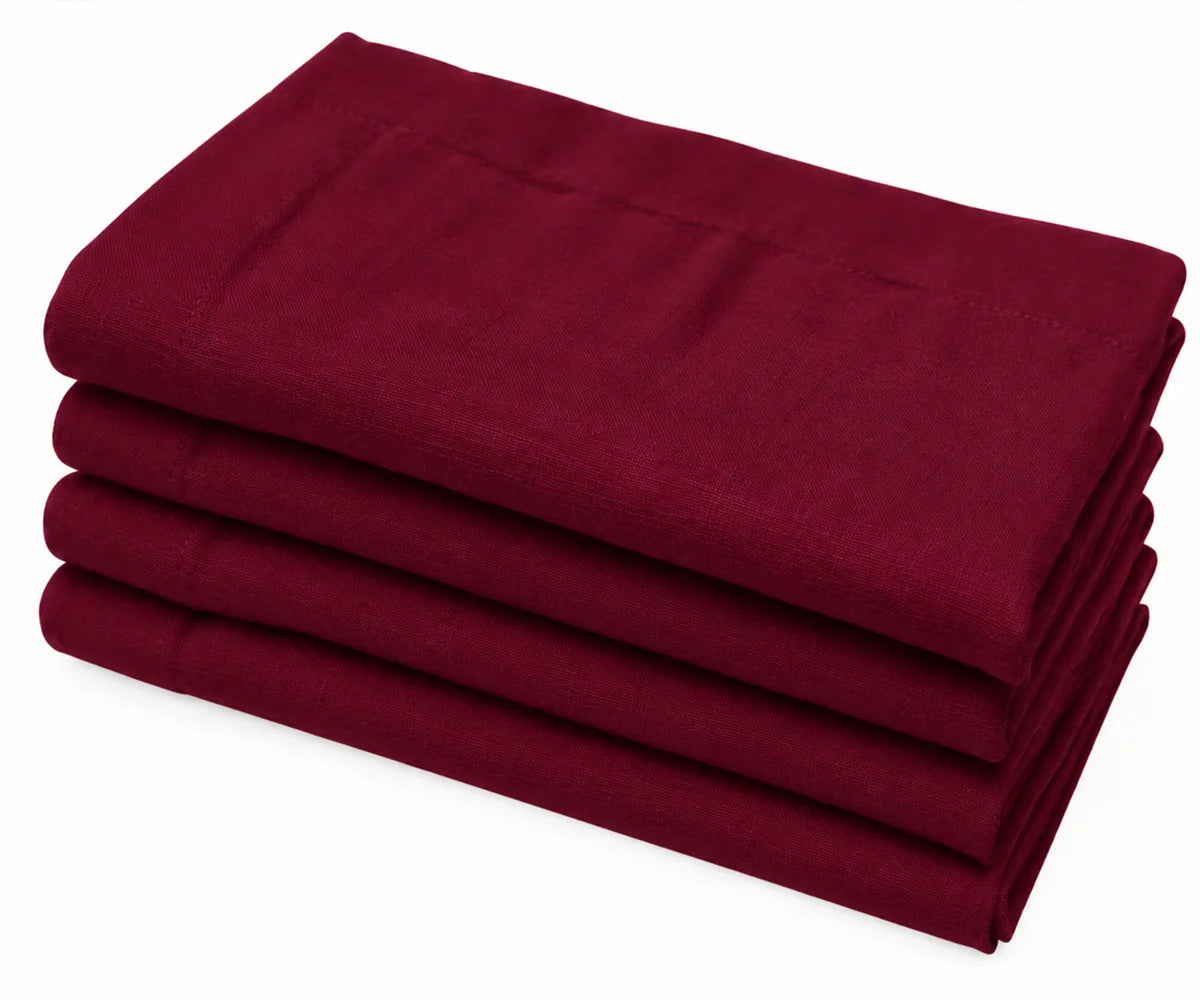 Burgundy reusable cloth napkins in cotton linen blend for elegant table settings and entertaining Burgundy reusable cloth napkins in cotton linen blend for elegant table settings and entertaining