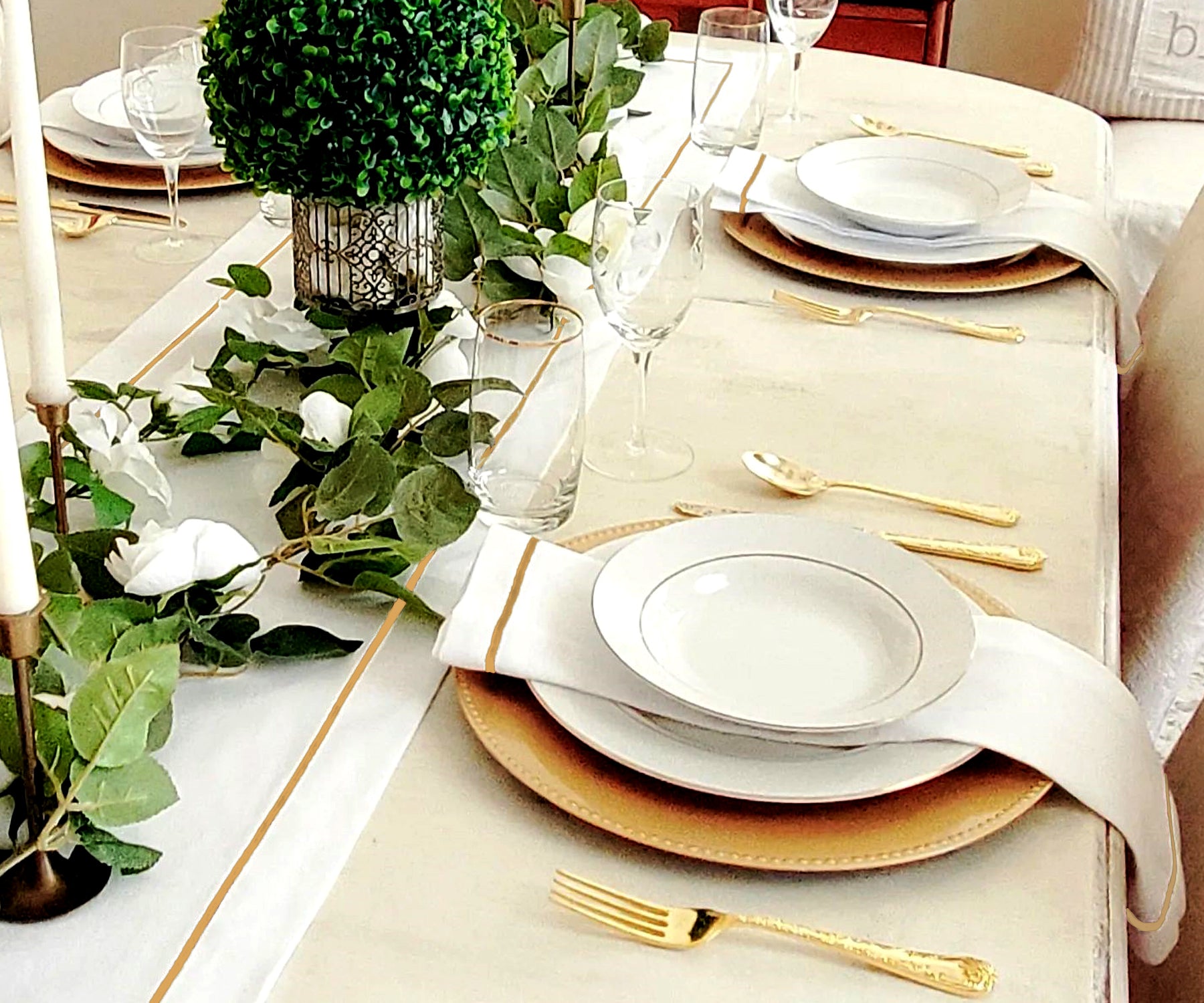 Rustic farmhouse table runner with beautiful embroidery. Rustic farmhouse table runner with beautiful embroidery.