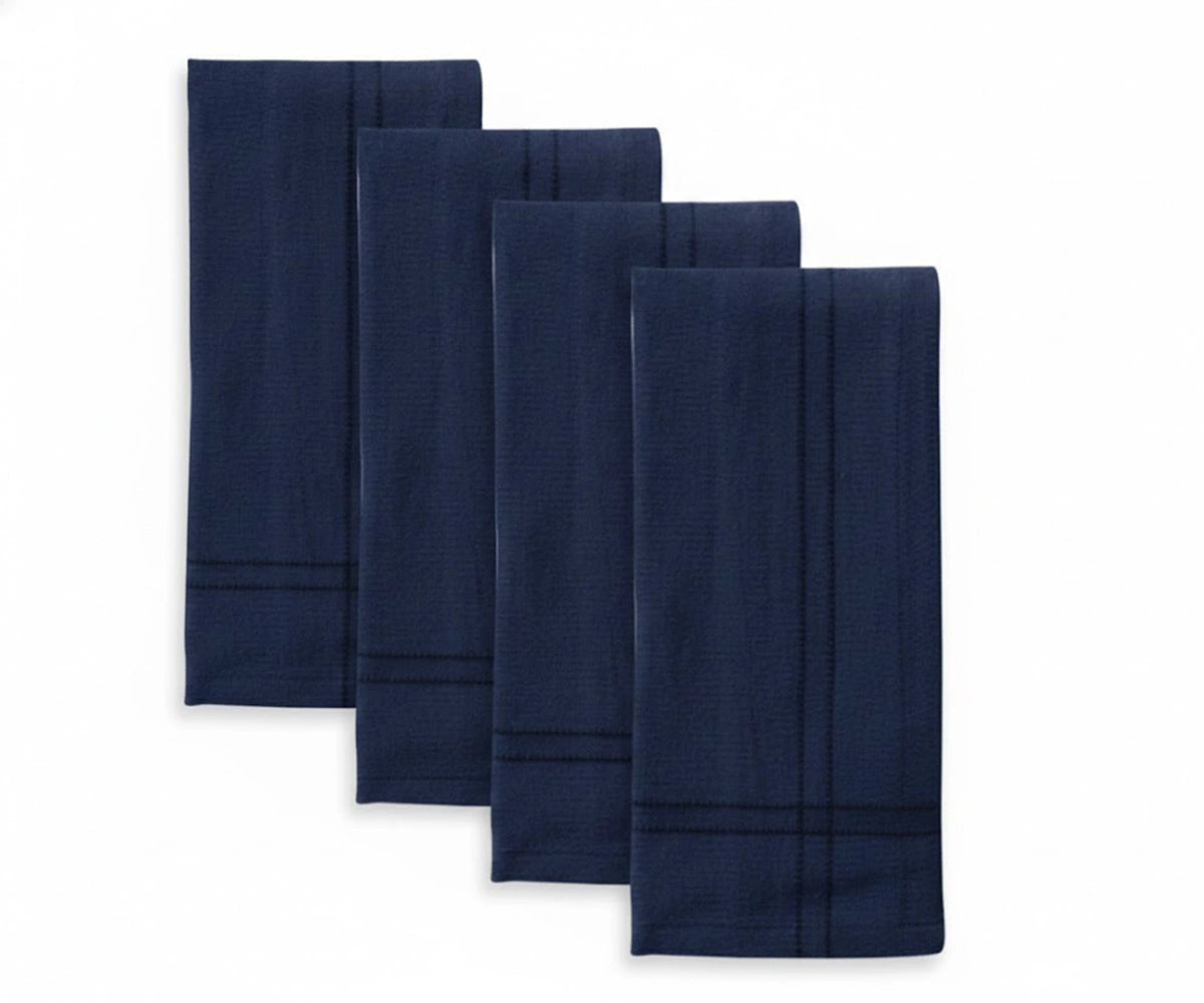 Navy blue pearl embroidered dinner napkins made from 100% cotton, soft reusable cloth napkins for elegant dining, weddings, and formal table settings Navy blue pearl embroidered dinner napkins made from 100% cotton, soft reusable cloth napkins for elegant dining, weddings, and formal table settings
