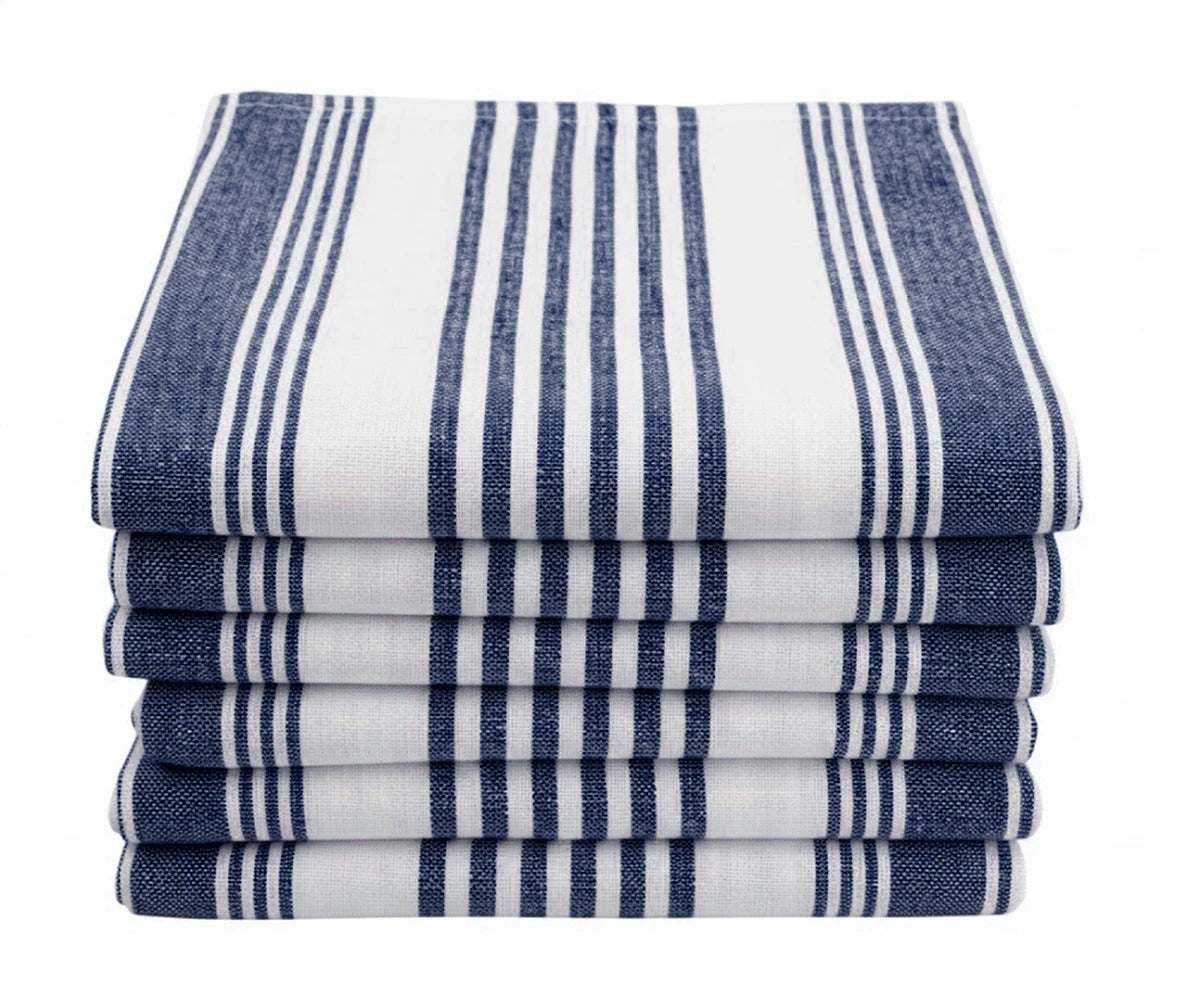 Tea towels for kitchen made from soft striped cotton fabric
Tea towels for kitchen made from soft striped cotton fabric