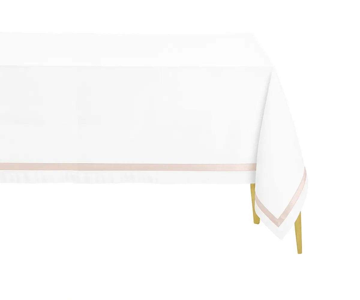 Elegant cotton tablecloth with a simple plain border, designed to add a clean and timeless look to everyday dining and special occasions. Elegant cotton tablecloth with a simple plain border, designed to add a clean and timeless look to everyday dining and special occasions.