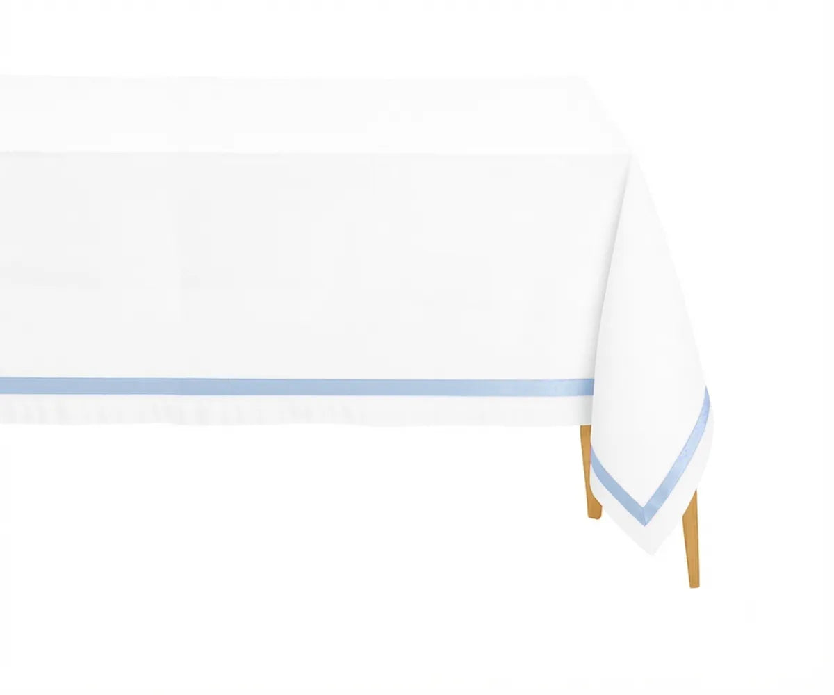 Rectangle cotton plain border tablecloth in sea. Rectangle cotton plain border tablecloth in sea.