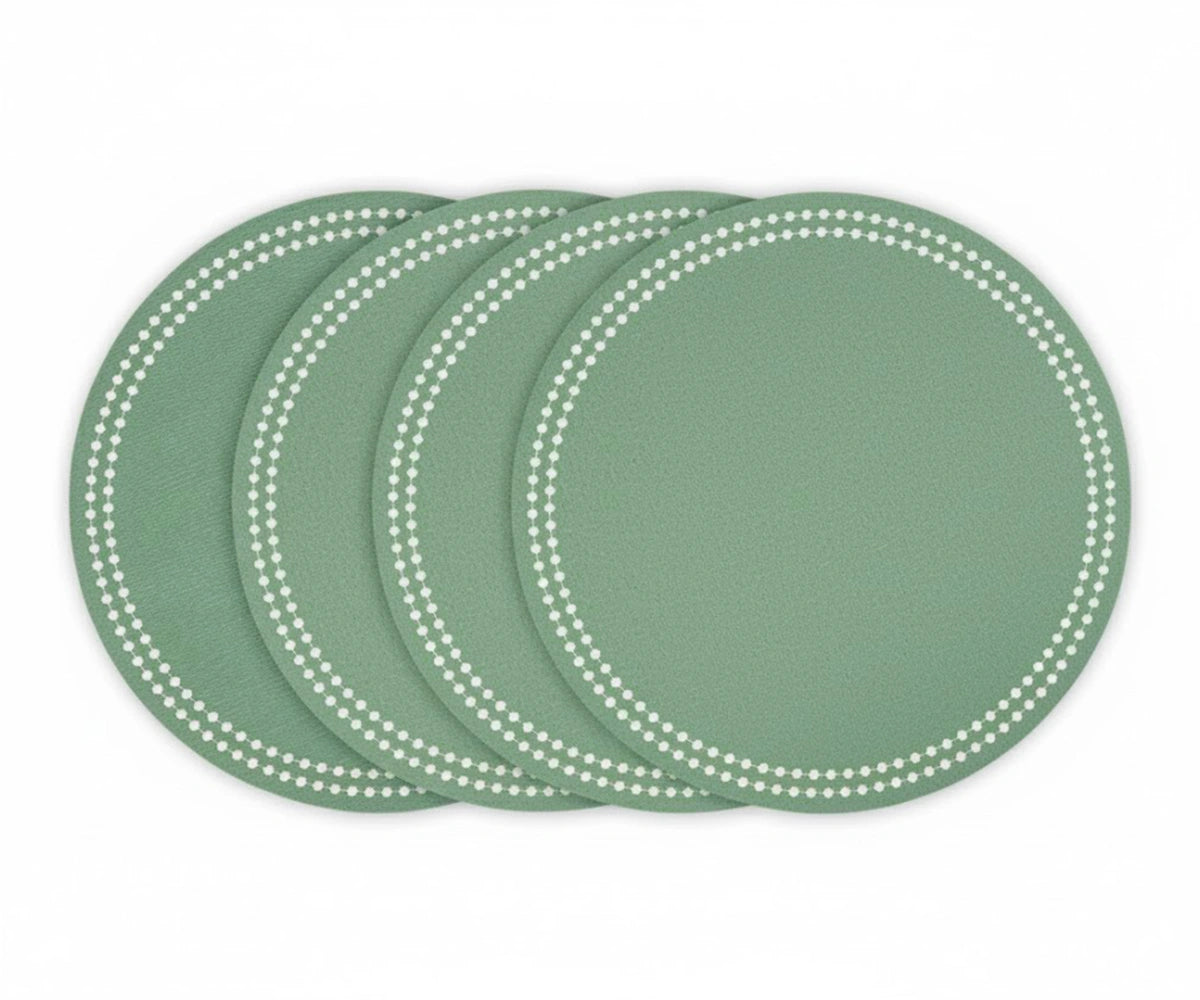 Round sage green placemats for minimal table setting – durable cotton table mats for home décor Round sage green placemats for minimal table setting – durable cotton table mats for home décor