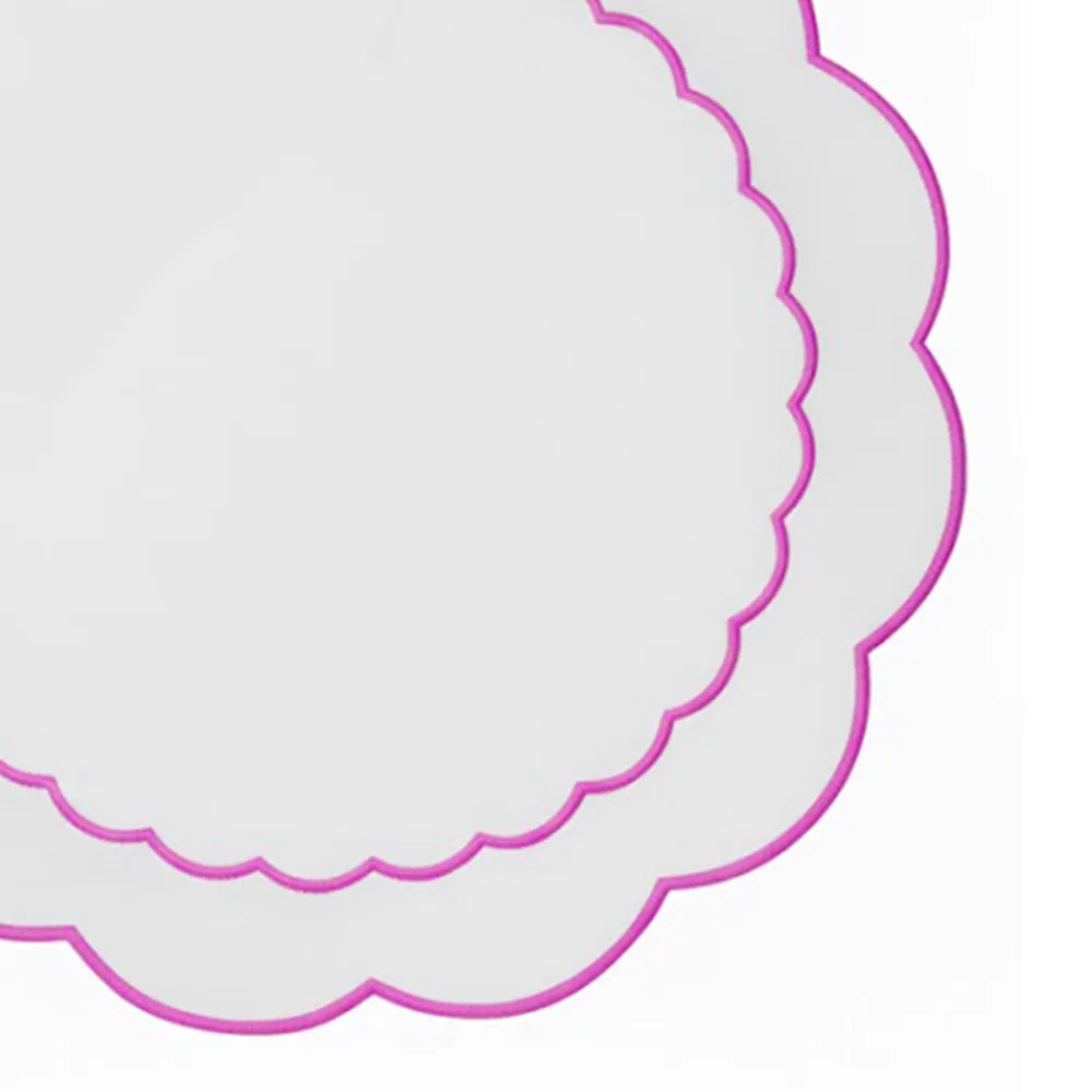 Pink Scallop Placemat - White Round Placemats Pink Scallop Placemat - White Round Placemats