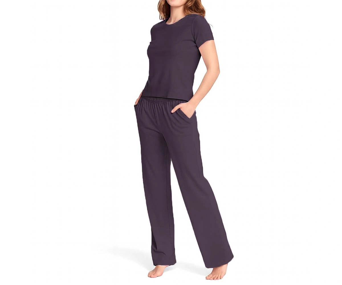 Purple women’s 100% cotton pajama set, relaxed fit half sleeve nightwear for all-day comfort Purple women’s 100% cotton pajama set, relaxed fit half sleeve nightwear for all-day comfort