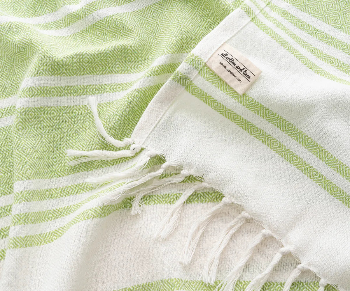 Premium 100 percent cotton Turkish towels neatly folded – 36 x 71 inches each Premium 100 percent cotton Turkish towels neatly folded – 36 x 71 inches each