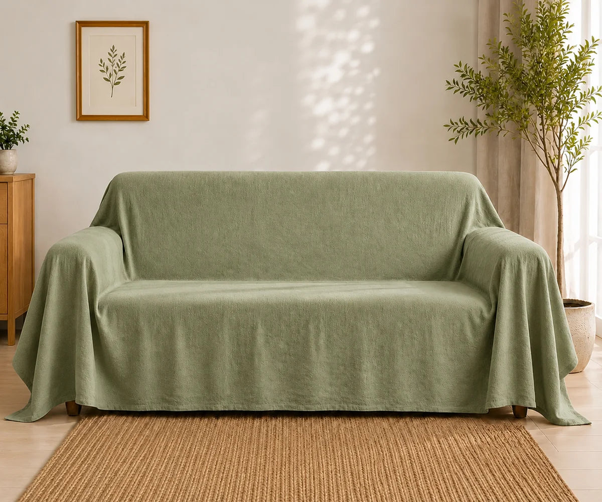Sage green cotton linen blend sofa cover, washable reusable couch protector for spills, stains, pet hair, and everyday furniture protection Sage green cotton linen blend sofa cover, washable reusable couch protector for spills, stains, pet hair, and everyday furniture protection