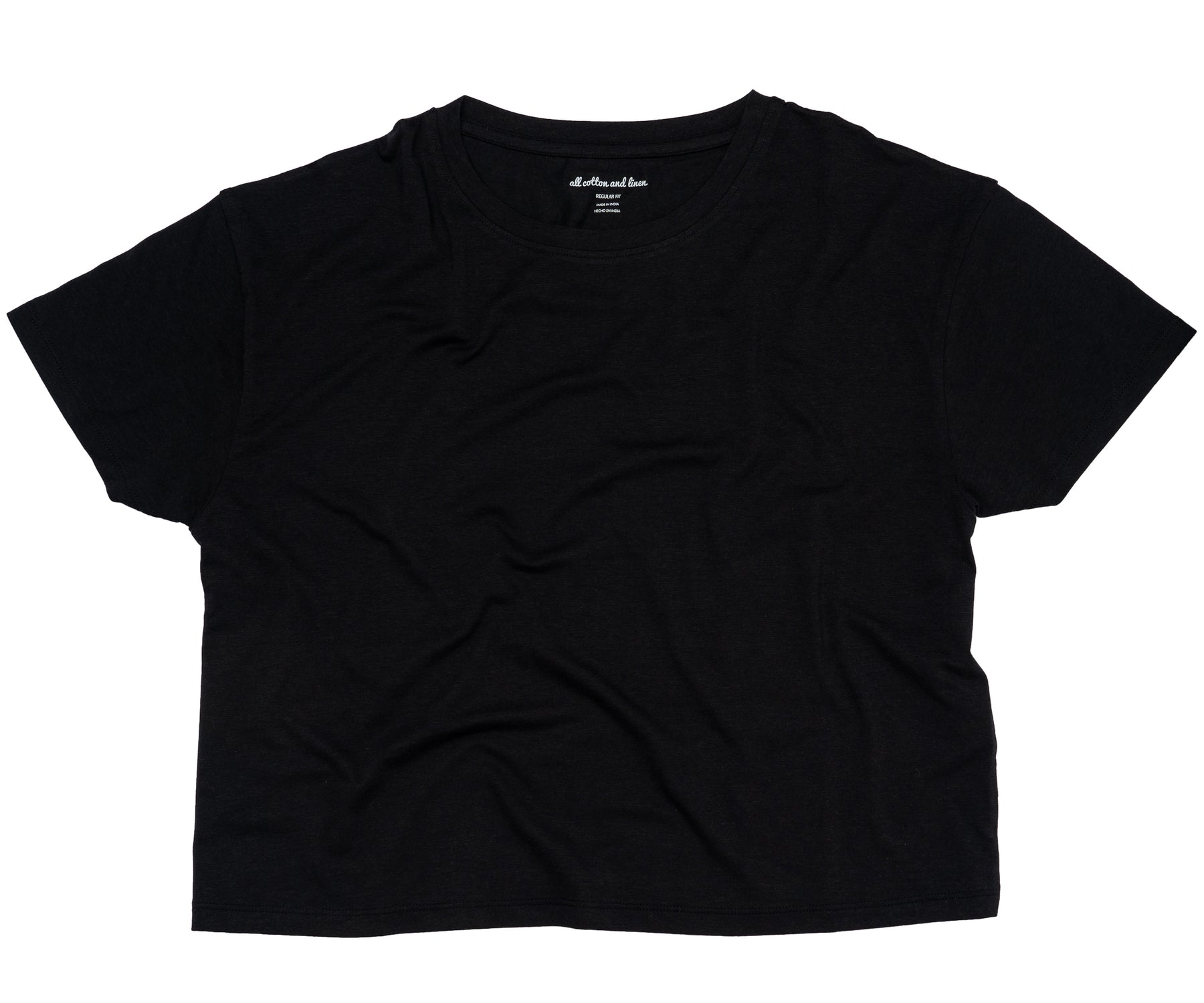 Flowy black crop top with a round neckline Flowy black crop top with a round neckline