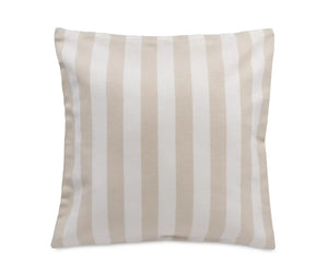 Striped beige cushion cover with elegant design, perfect for adding a modern and cozy touch to your living room or bedroom décor.