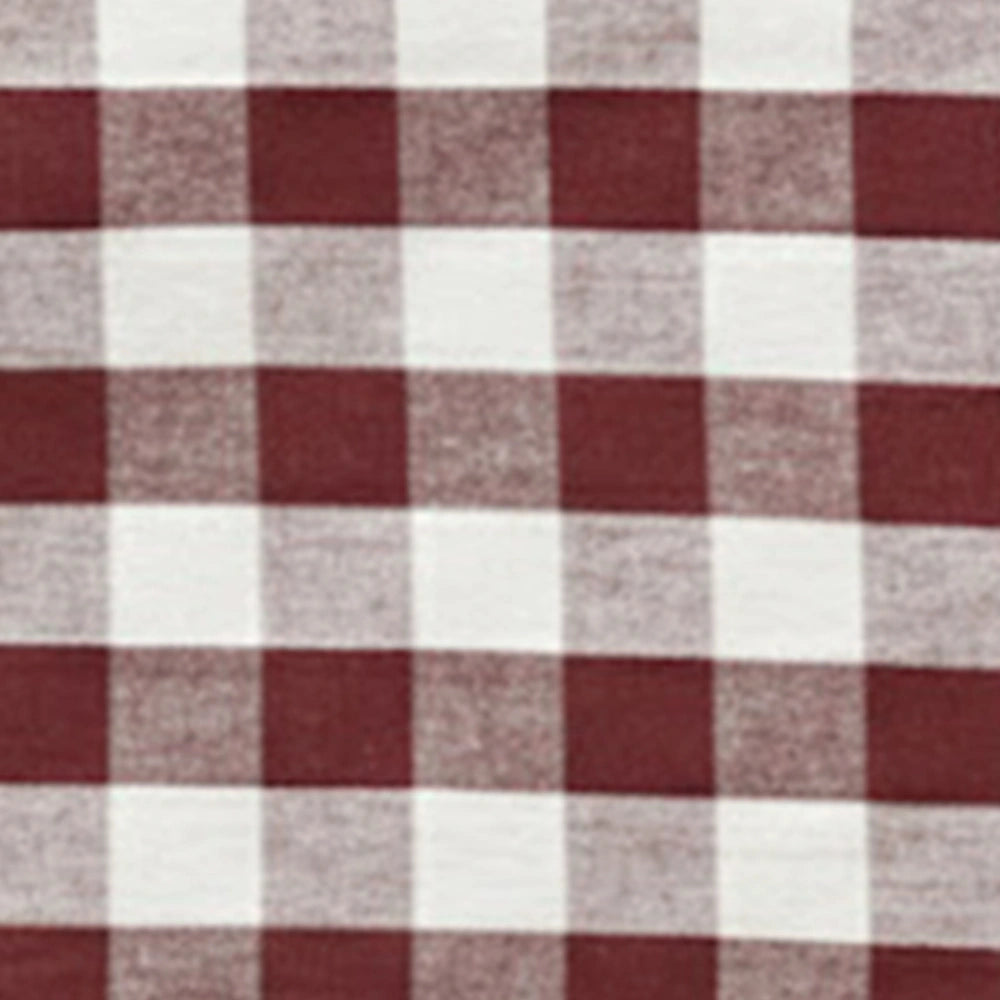 Buffalo checked table runner fabric in dark red and white plaid pattern Buffalo checked table runner fabric in dark red and white plaid pattern