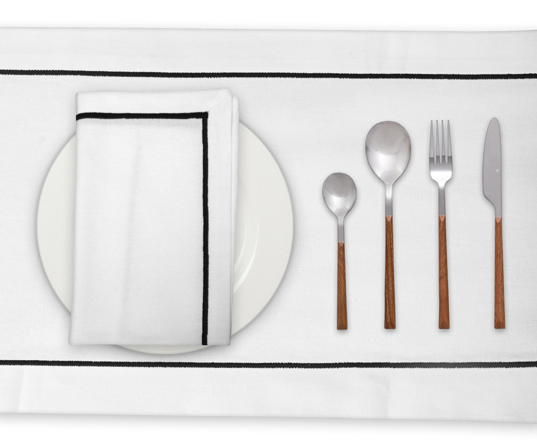 Timeless wedding table runner crafted from pure cotton. Timeless wedding table runner crafted from pure cotton.