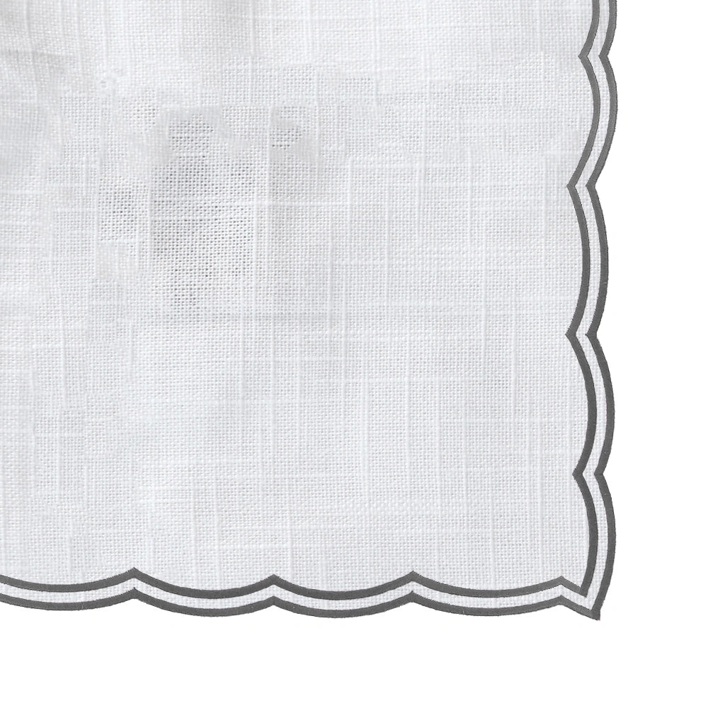 Washable grey cotton placemats with delicate embroidery, set of four rectangular placemats Washable grey cotton placemats with delicate embroidery, set of four rectangular placemats