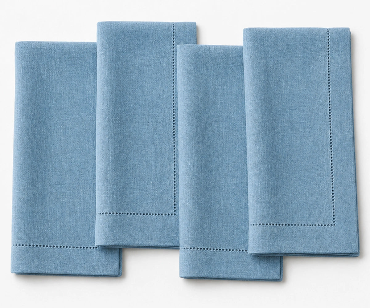 100% linen cloth napkins in dusty blue, reusable washable dinner napkins for coastal table decor, farmhouse dining, wedding receptions, holiday entertaining, and modern kitchen tables. 100% linen cloth napkins in dusty blue, reusable washable dinner napkins for coastal table decor, farmhouse dining, wedding receptions, holiday entertaining, and modern kitchen tables.