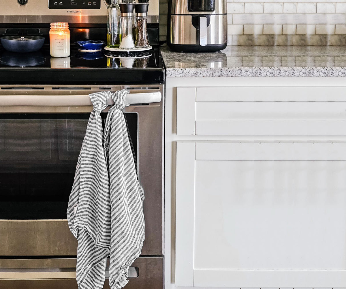 Classic striped linen towels for farmhouse and modern kitchens Classic striped linen towels for farmhouse and modern kitchens