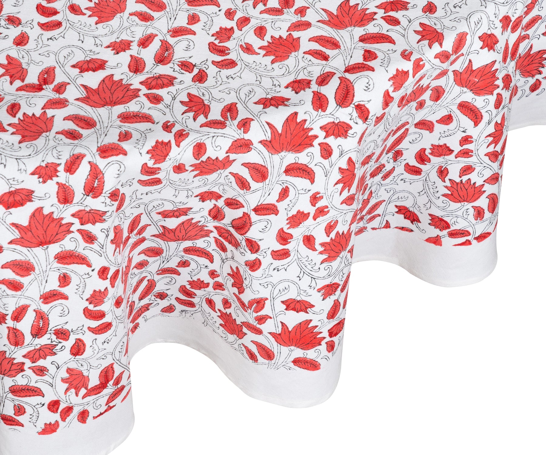 Rustic red floral cotton tablecloth for festive dining decor Rustic red floral cotton tablecloth for festive dining decor